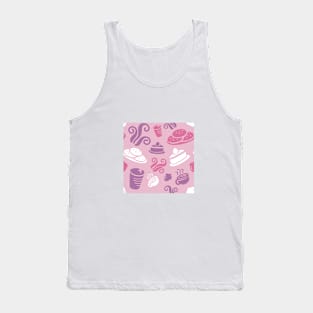 Pink Cafe Vibe Coffee Dessert Sweets Pattern Tank Top